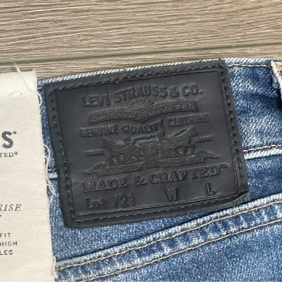 Levi's 721 Selvedge Distressed High Waisted Skinny Jeans Cobalt 26 X 30 NWT $168 - Picture 15 of 15